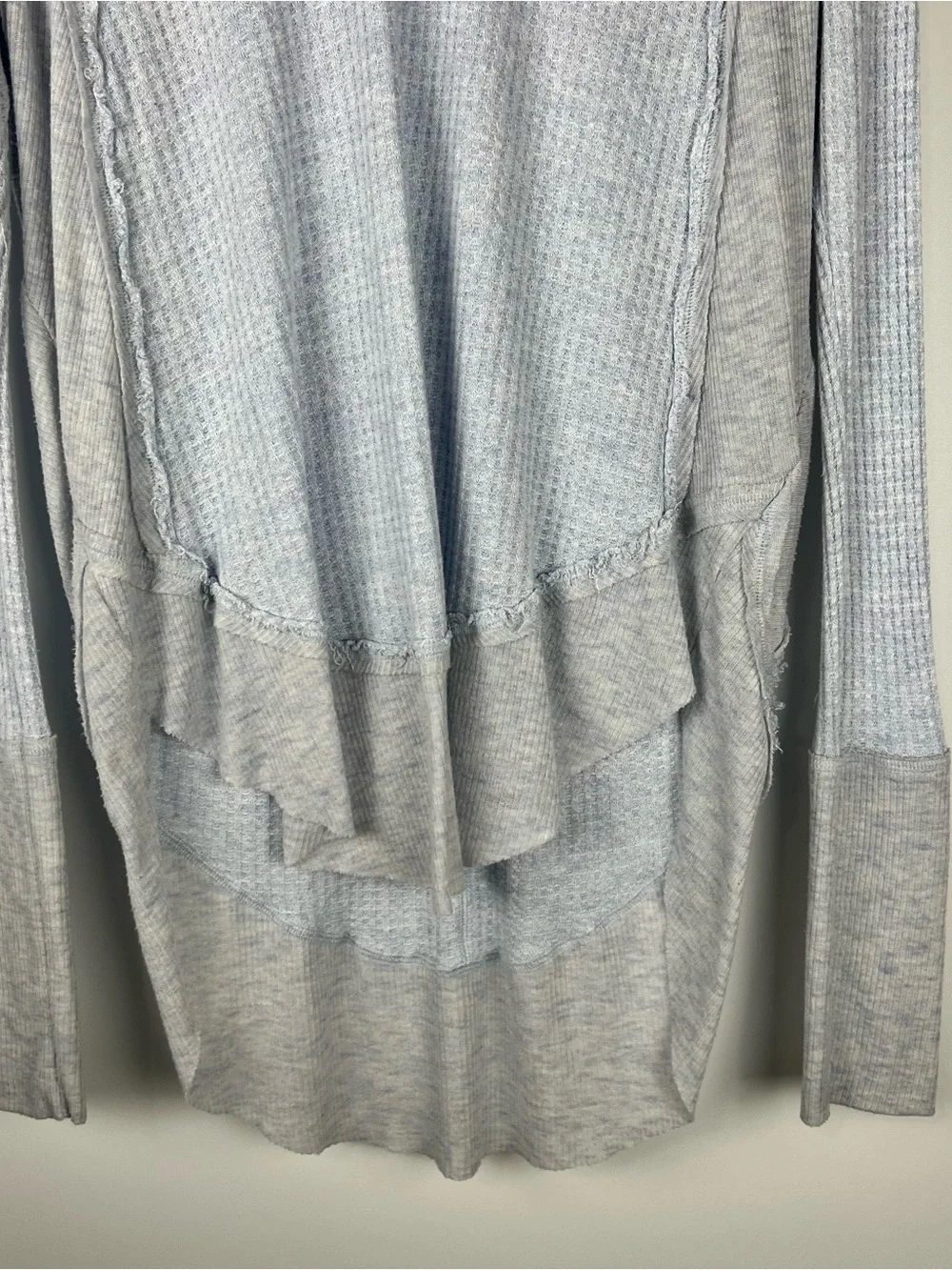 Free People Catalina Thermal Waffle Oversized Tunic Top Boho Light Blue Size M